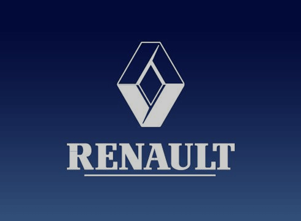 Logo Renault sobre fondo azul Circa 1990